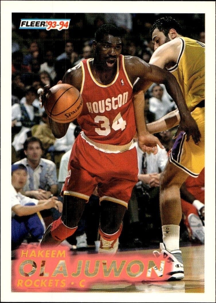 Hakeem Olajuwon 1993-94 Fleer #79 Basketball Trading Card - Front 1993-94 Fleer Hakeem Olajuwon #79 basketball trading card front