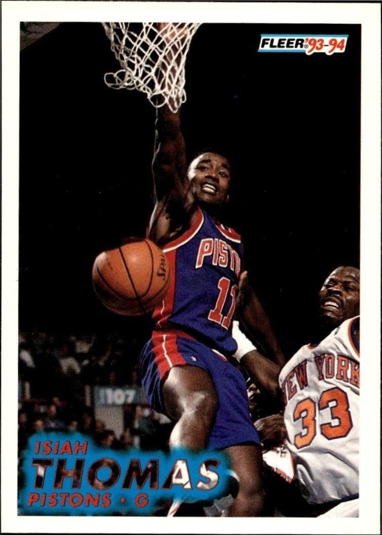 Isiah Thomas 1993-94 Fleer #65 Basketball Trading Card - Front 1993-94 Fleer Isiah Thomas #65 basketball trading card front
