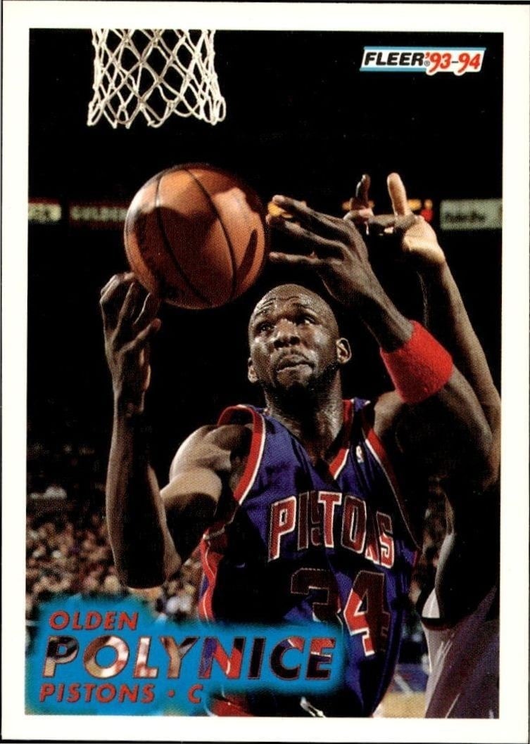 Olden Polynice 1993-94 Fleer #62 Basketball Trading Card - Front 1993-94 Fleer Olden Polynice #62 basketball trading card front