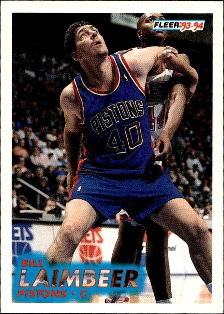 Bill Laimbeer 1993-94 Fleer #60 Basketball Trading Card - Front 1993-94 Fleer Bill Laimbeer #60 basketball trading card front