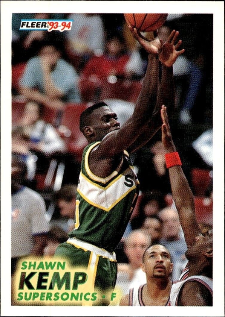 Shawn Kemp 1993-94 Fleer #199 Basketball Trading Card - Front 1993-94 Fleer Shawn Kemp #199 basketball trading card front