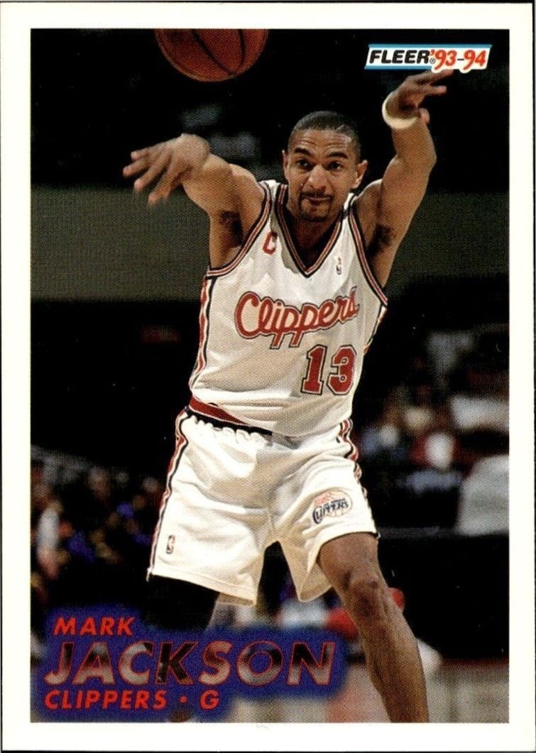Mark Jackson 1993-94 Fleer #92 Basketball Trading Card - Front 1993-94 Fleer Mark Jackson #92 basketball trading card front