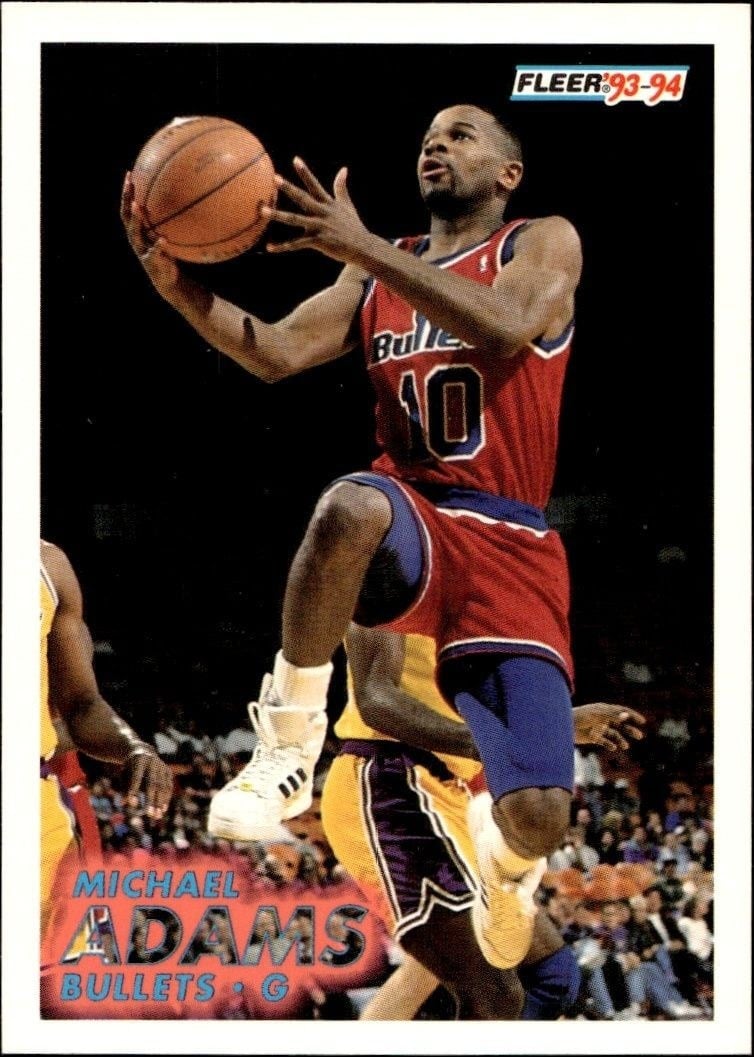 Michael Adams 1993-94 Fleer #213 Basketball Trading Card - Front 1993-94 Fleer Michael Adams #213 basketball trading card front