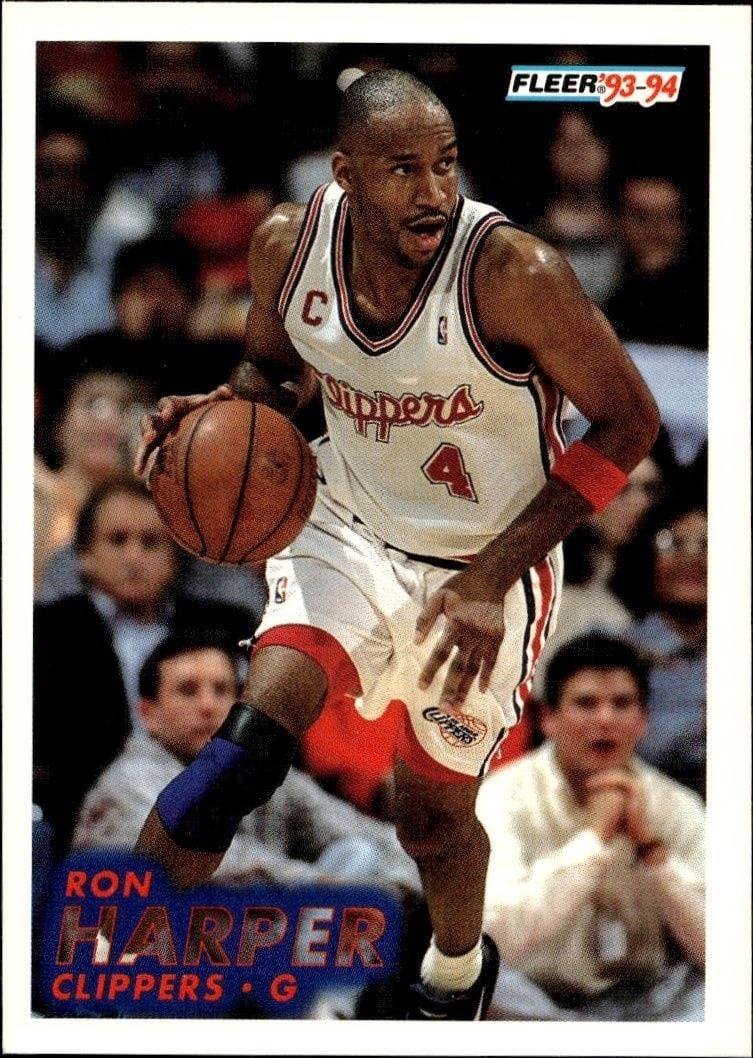 Ron Harper 1993-94 Fleer #91 Basketball Trading Card - Front 1993-94 Fleer Ron Harper #91 basketball trading card front
