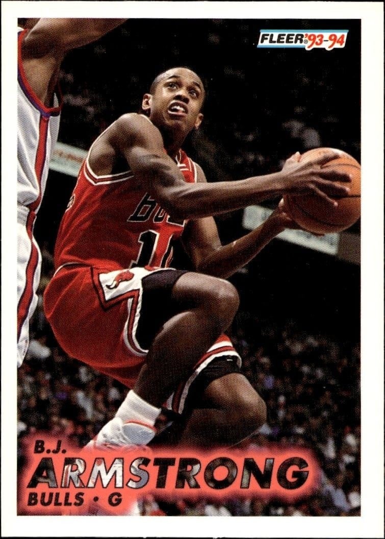 B.J. Armstrong 1993-94 Fleer #25 Basketball Trading Card - Front 1993-94 Fleer B.J. Armstrong #25 basketball trading card front