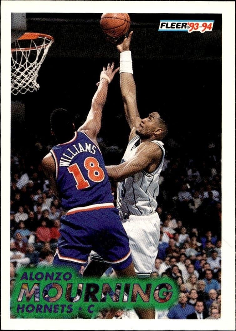 Alonzo Mourning 1993-94 Fleer #22 Basketball Trading Card - Front 1993-94 Fleer Alonzo Mourning #22 basketball trading card front