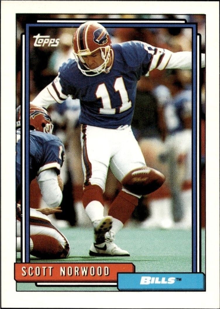 Scott Norwood 1992 Topps #591 Football Trading Card - Front 1992 Topps Scott Norwood #591 football trading card front