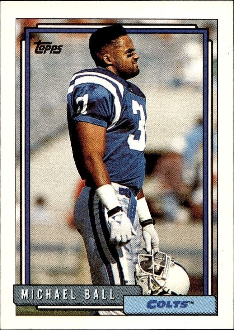 Michael Ball 1992 Topps #399 Football Trading Card - Front 1992 Topps Michael Ball #399 football trading card front