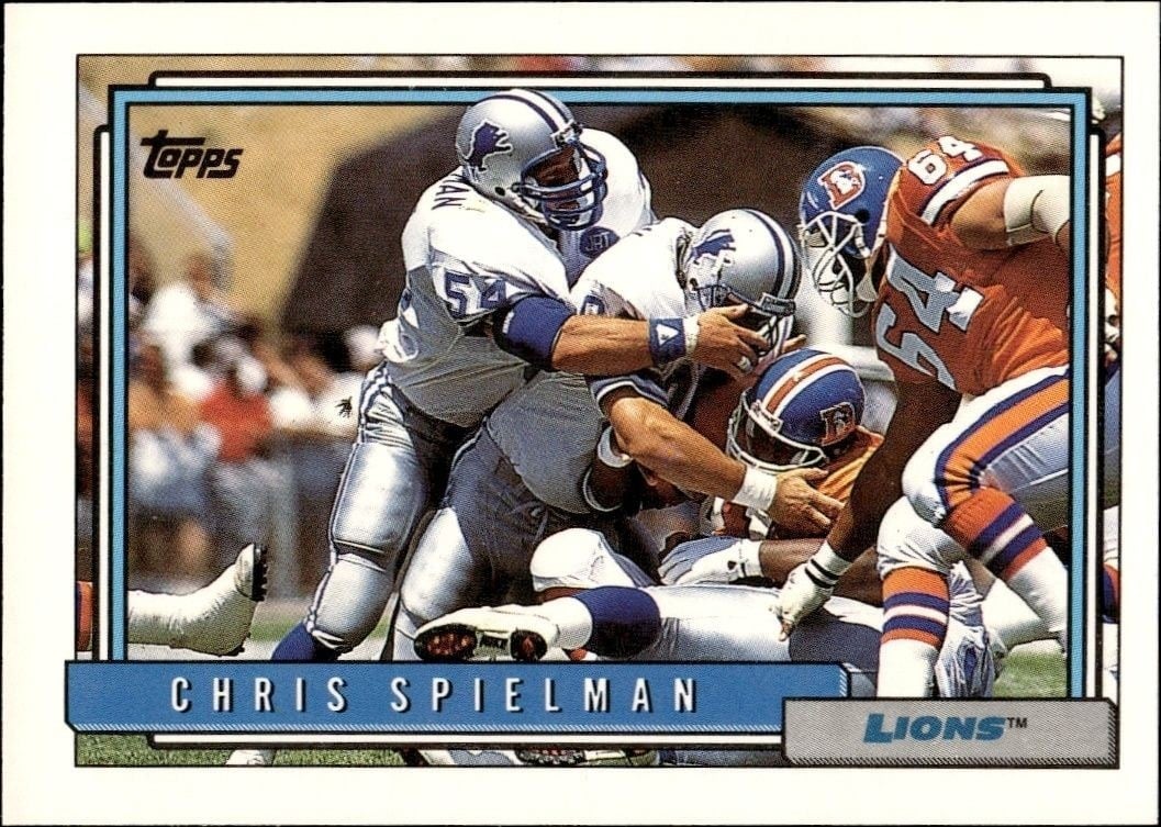 Chris Spielman 1992 Topps #225 Football Trading Card - Front 1992 Topps Chris Spielman #225 football trading card front