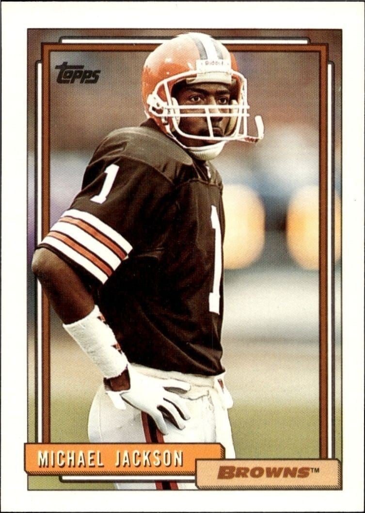 Michael Jackson 1992 Topps #77 Football Trading Card - Front 1992 Topps Michael Jackson #77 football trading card front