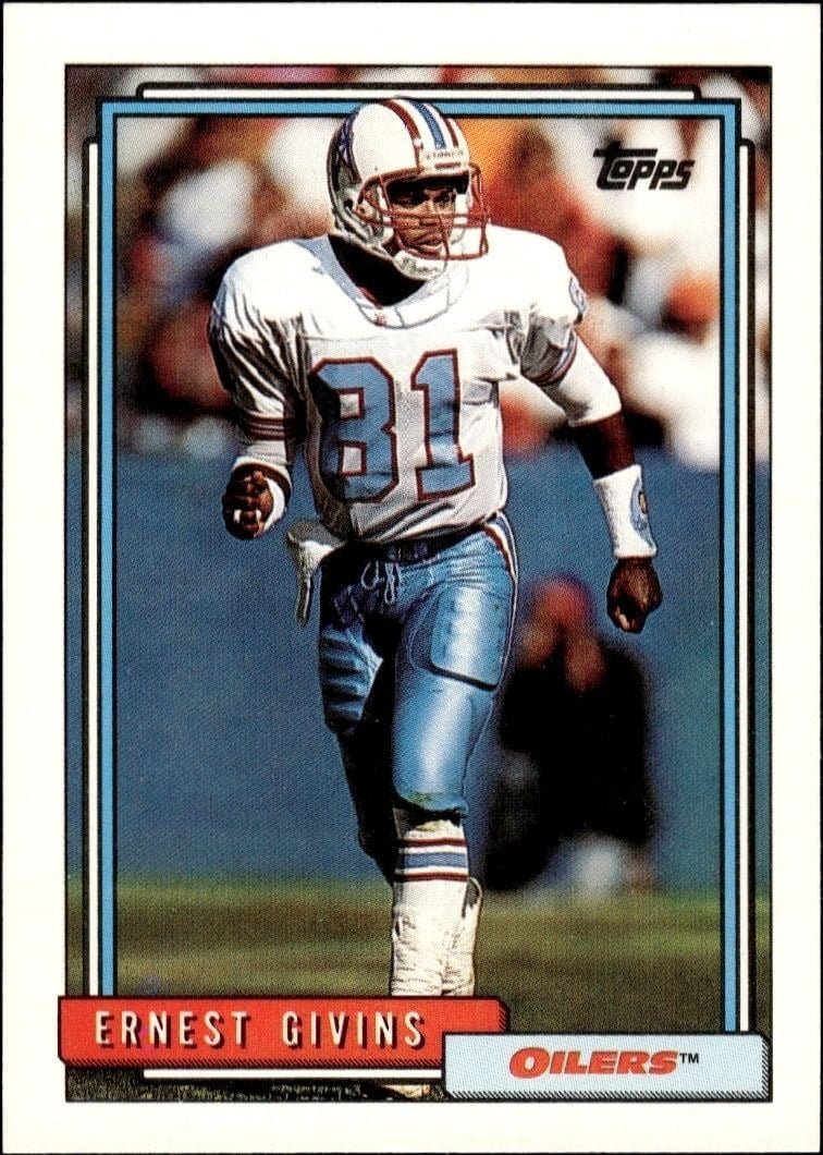 Ernest Givins 1992 Topps #187 Football Trading Card - Front 1992 Topps Ernest Givins #187 football trading card front