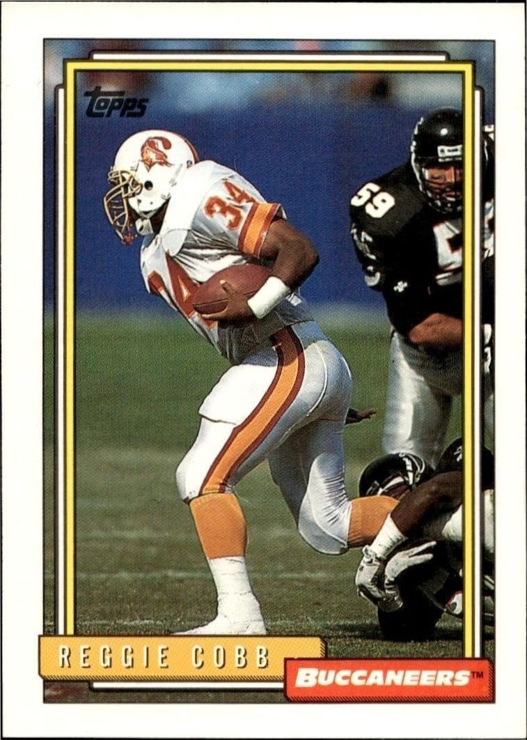 Reggie Cobb 1992 Topps #221 Football Trading Card - Front 1992 Topps Reggie Cobb #221 football trading card front