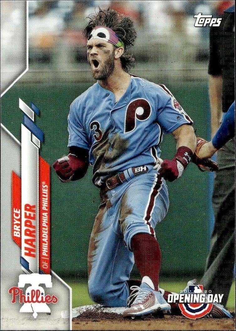 Bryce Harper 2020 Topps Opening Day #188 Baseball Trading Card - Front 2020 Topps Opening Day Bryce Harper #188 baseball trading card front
