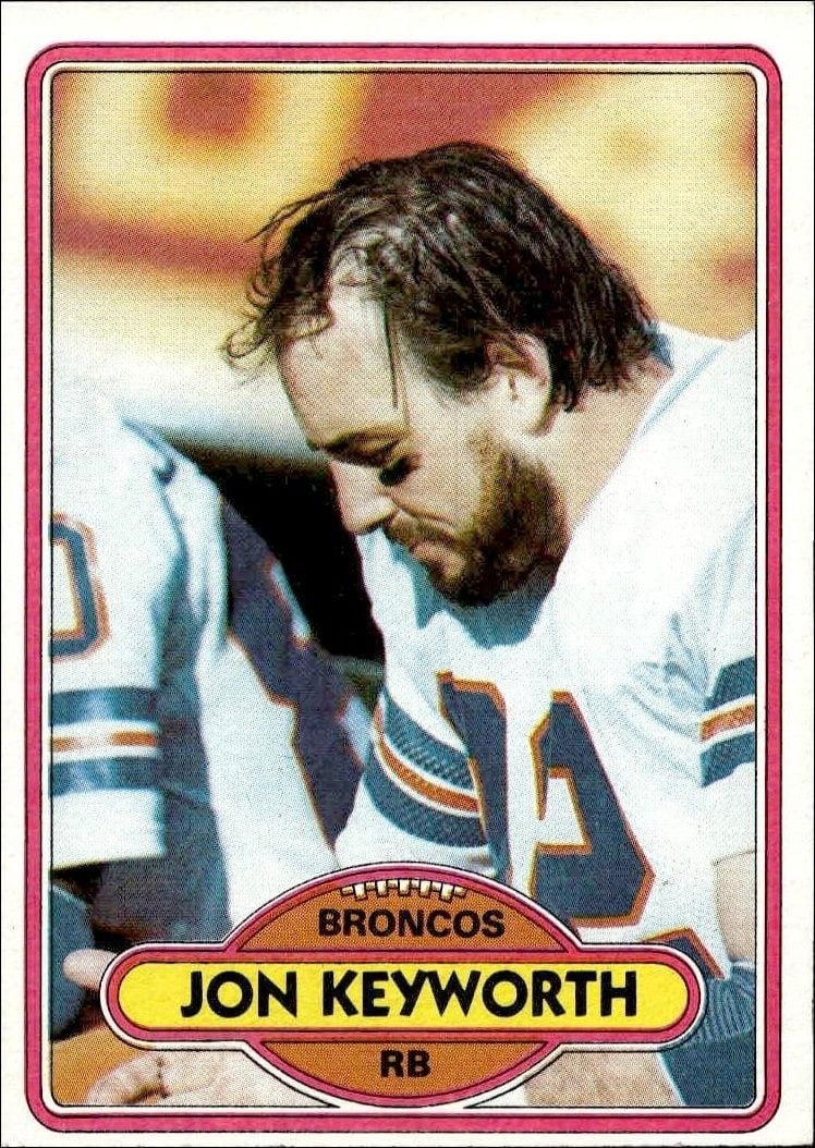 Jon Keyworth 1980 Topps #22 Football Trading Card - Front 1980 Topps Jon Keyworth #22 football trading card front