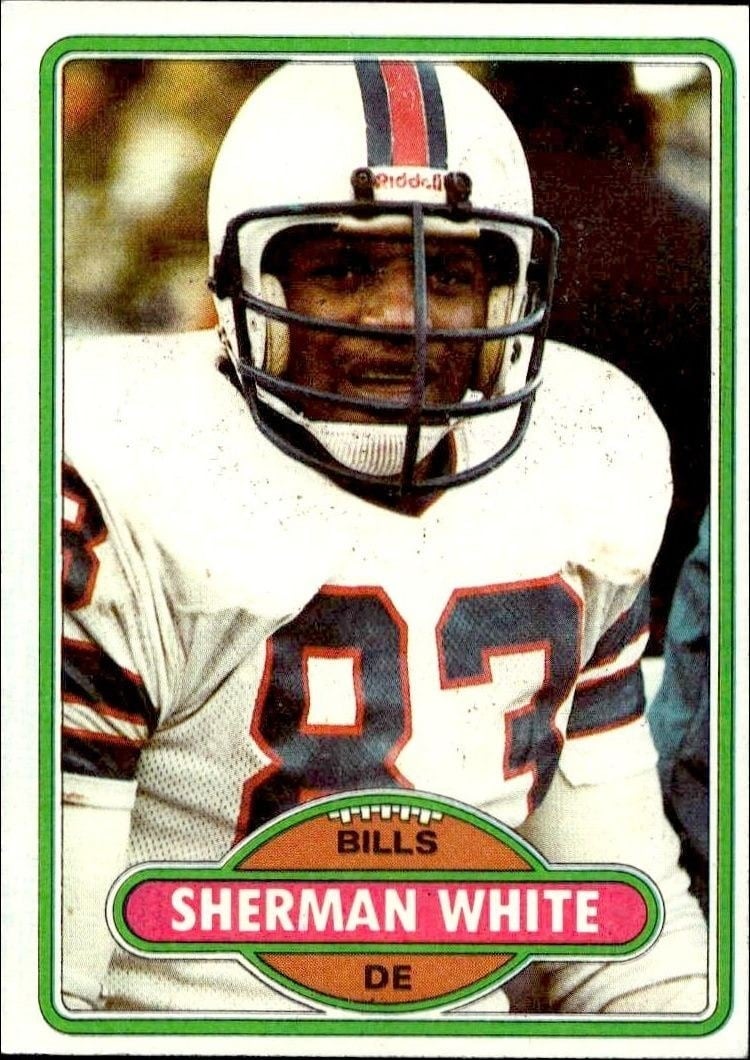 Sherman White 1980 Topps #106 Football Trading Card - Front 1980 Topps Sherman White #106 football trading card front