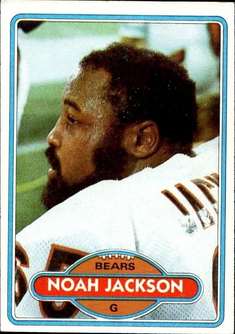 Noah Jackson 1980 Topps #186 Football Trading Card - Front 1980 Topps Noah Jackson #186 football trading card front