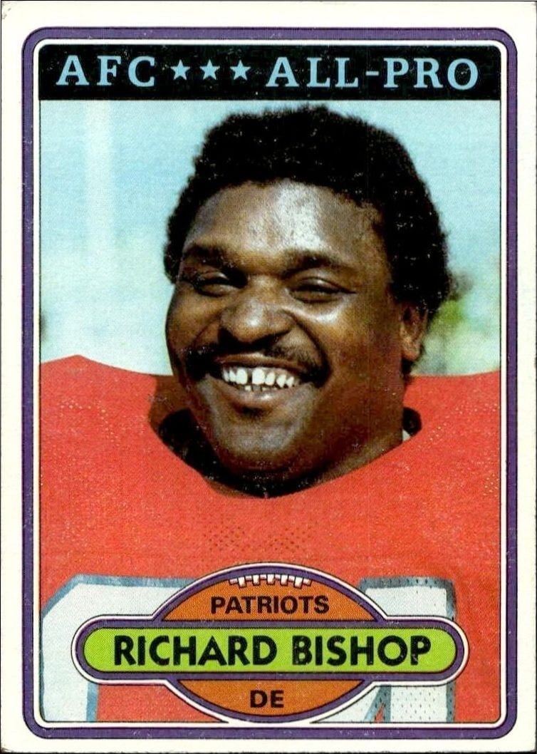 Richard Bishop 1980 Topps #159 Football Trading Card - Front 1980 Topps Richard Bishop #159 football trading card front