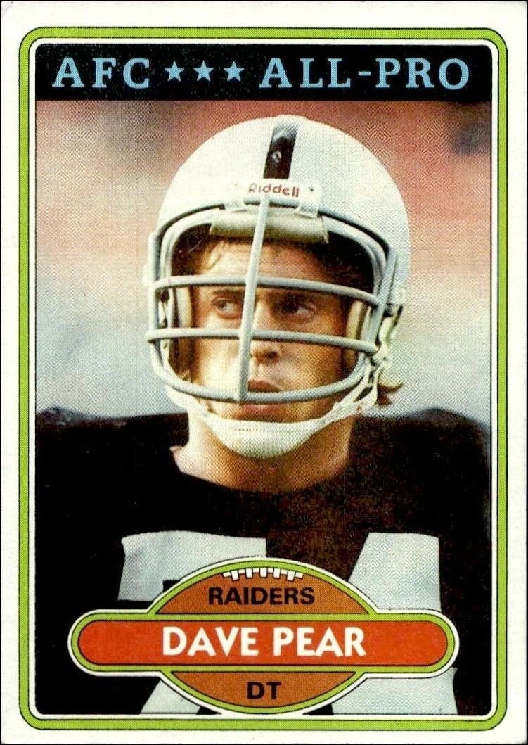 Dave Pear 1980 Topps #255 Football Trading Card - Front 1980 Topps Dave Pear #255 football trading card front