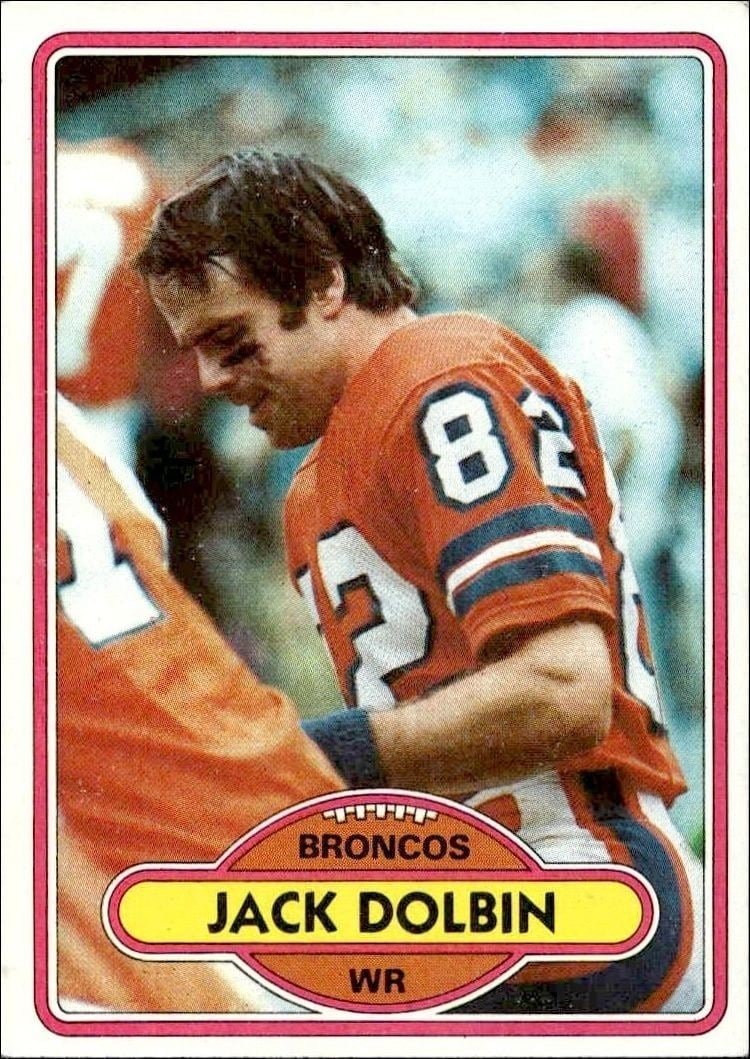 Jack Dolbin 1980 Topps #176 Football Trading Card - Front 1980 Topps Jack Dolbin #176 football trading card front