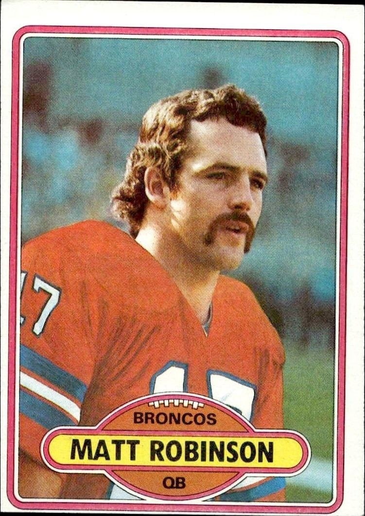Matt Robinson 1980 Topps #12 Football Trading Card - Front 1980 Topps Matt Robinson #12 football trading card front
