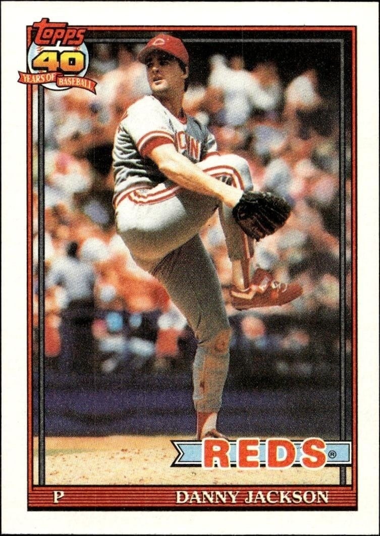 Danny Jackson 1991 Topps #92 Baseball Trading Card - Front 1991 Topps Danny Jackson #92 baseball trading card front