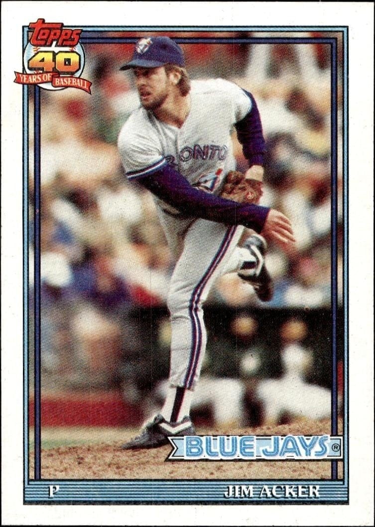 Jim Acker 1991 Topps #71 Baseball Trading Card - Front 1991 Topps Jim Acker #71 baseball trading card front