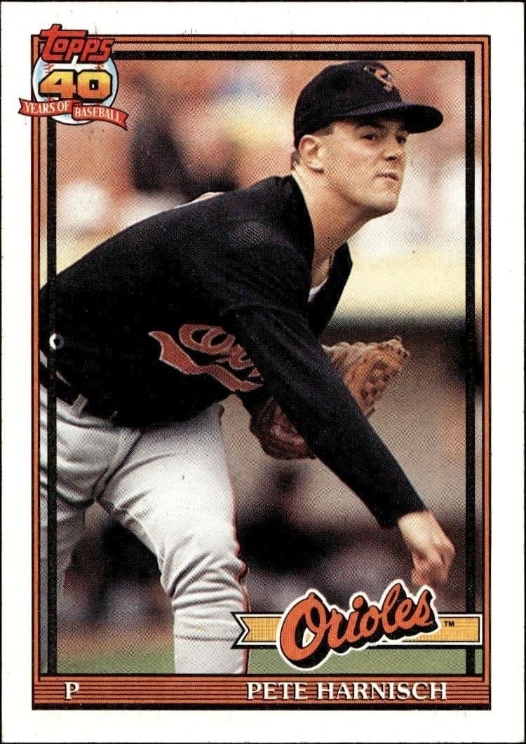 Pete Harnisch 1991 Topps #179 Baseball Trading Card - Front 1991 Topps Pete Harnisch #179 baseball trading card front
