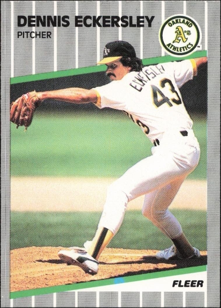 Dennis Eckersley 1989 Fleer #7 Baseball Trading Card - Front 1989 Fleer Dennis Eckersley #7 baseball trading card front