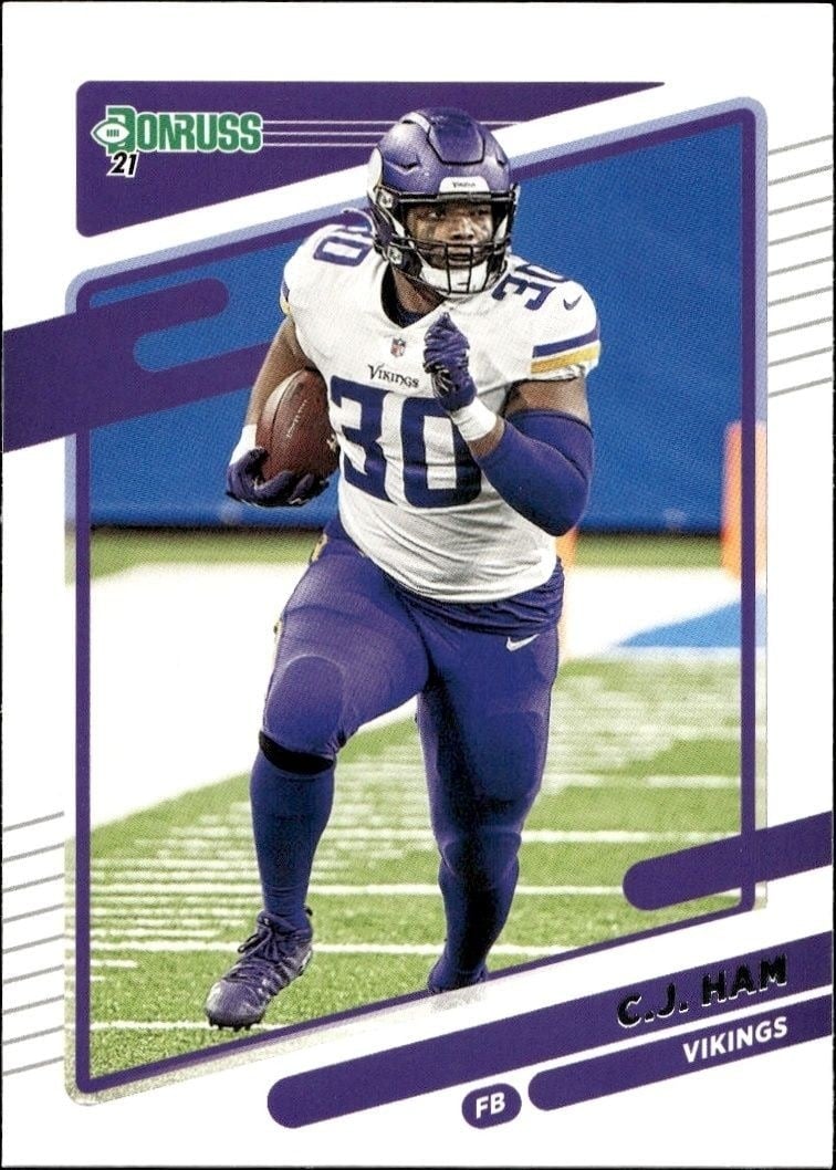 C.J. Ham 2021 Panini Donruss #130 Football Trading Card - Front 2021 Panini Donruss C.J. Ham #130 football trading card front