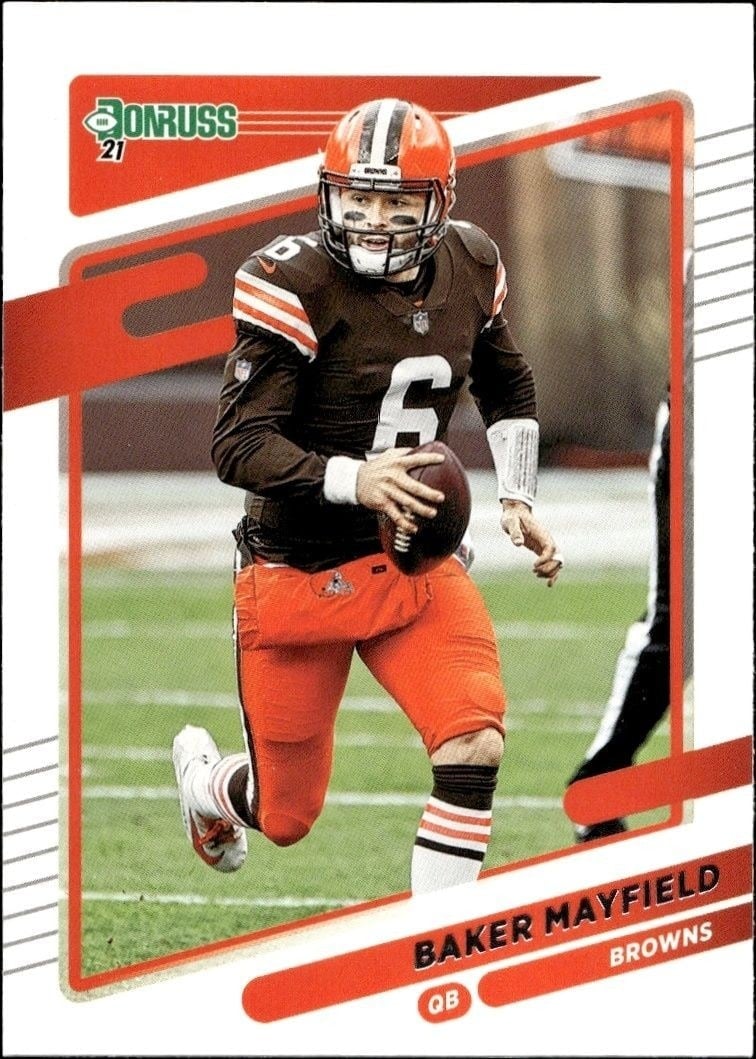 Baker Mayfield 2021 Panini Donruss #195 Football Trading Card - Front 2021 Panini Donruss Baker Mayfield #195 football trading card front