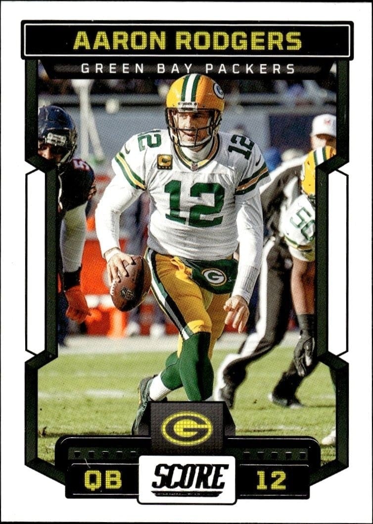 Aaron Rodgers 2023 Panini Score #89 Football Trading Card - Front 2023 Panini Score Aaron Rodgers #89 football trading card front