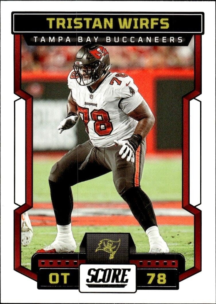 Tristan Wirfs 2023 Panini Score #63 Football Trading Card - Front 2023 Panini Score Tristan Wirfs #63 football trading card front