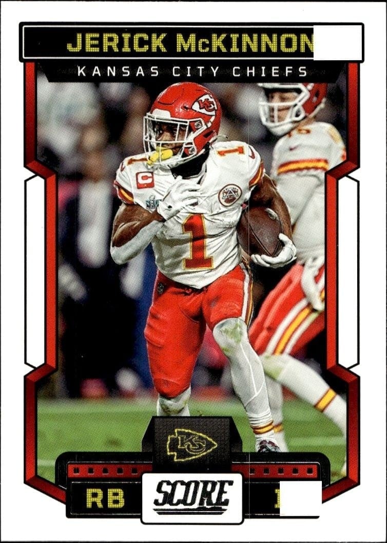 Jerick McKinnon 2023 Panini Score #130 Football Trading Card - Front 2023 Panini Score Jerick McKinnon #130 football trading card front