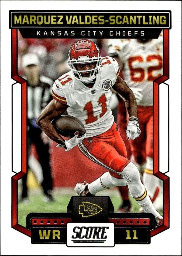 Marquez Valdes-Scantling 2023 Panini Score #123 Football Trading Card - Front 2023 Panini Score Marquez Valdes-Scantling #123 football trading card front