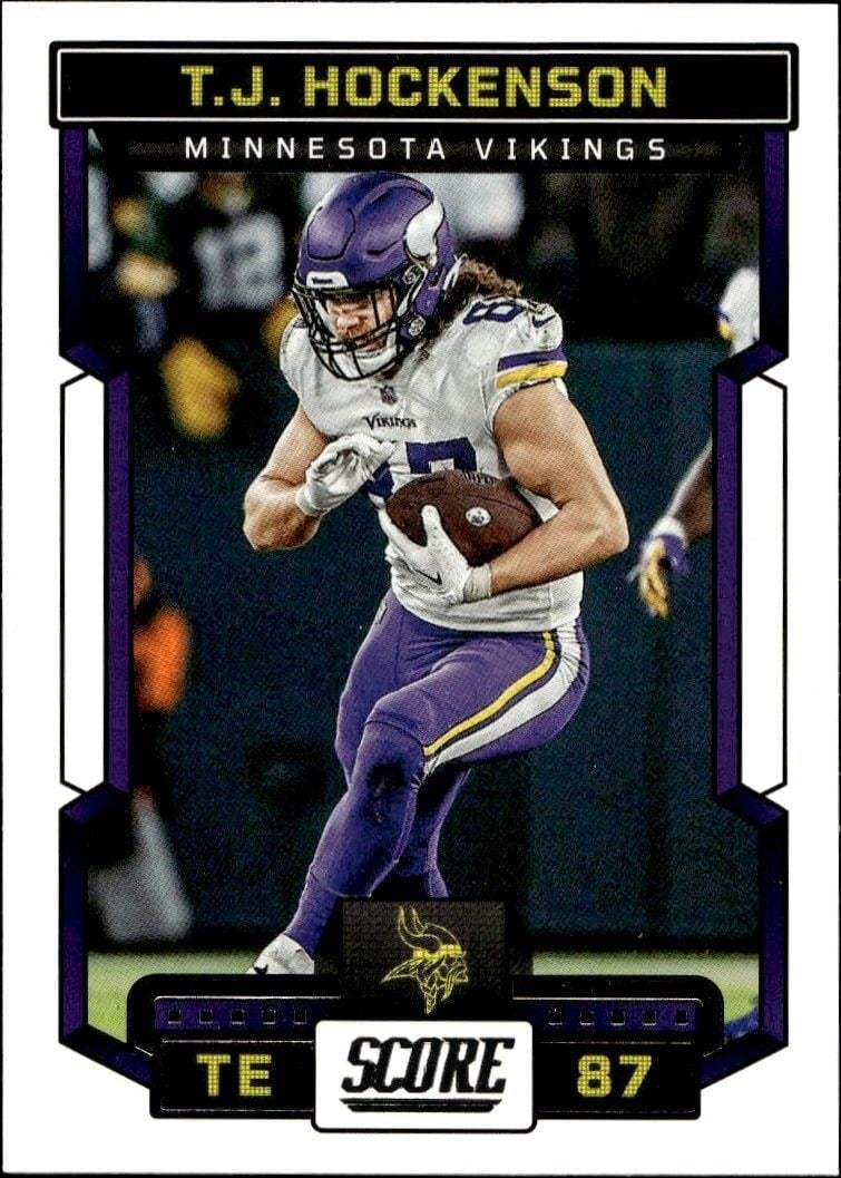 T.J. Hockenson 2023 Panini Score #113 Football Trading Card - Front 2023 Panini Score T.J. Hockenson #113 football trading card front