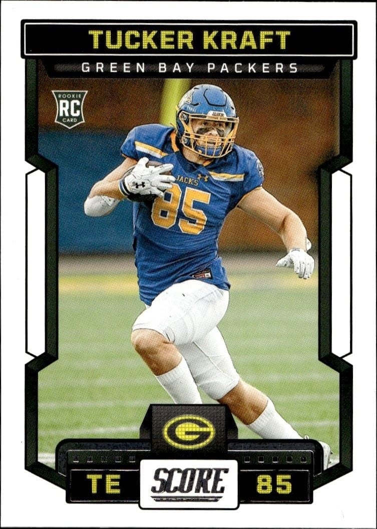 Tucker Kraft 2023 Panini Score #341 Football Trading Card - Front 2023 Panini Score Tucker Kraft #341 football trading card front