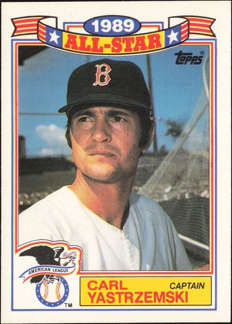 Carl Yastrzemski 1990 Topps #22 Baseball Trading Card - Front 1990 Topps Carl Yastrzemski #22 baseball trading card front