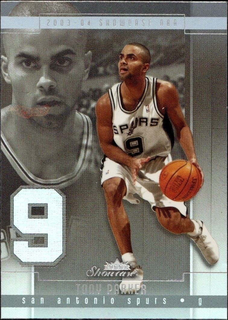 Tony Parker 2003-04 Fleer Showcase #77 Basketball Trading Card - Front 2003-04 Fleer Showcase Tony Parker #77 basketball trading card front