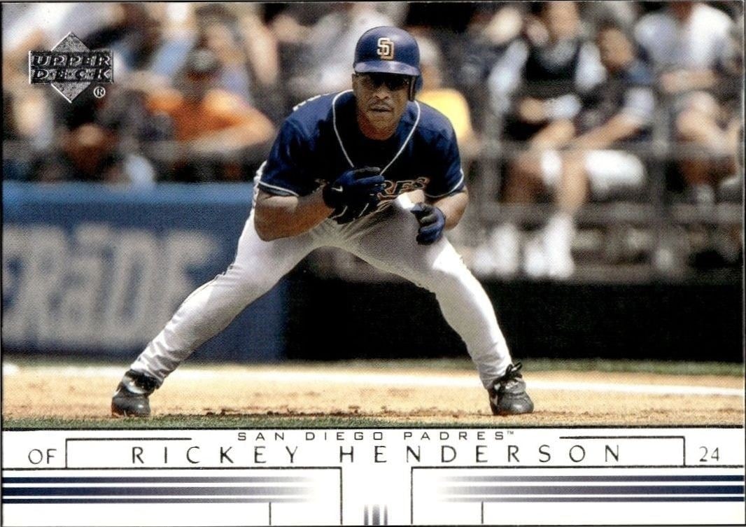 Rickey Henderson 2002 Upper Deck #404 Baseball Trading Card - Front 2002 Upper Deck Rickey Henderson #404 baseball trading card front