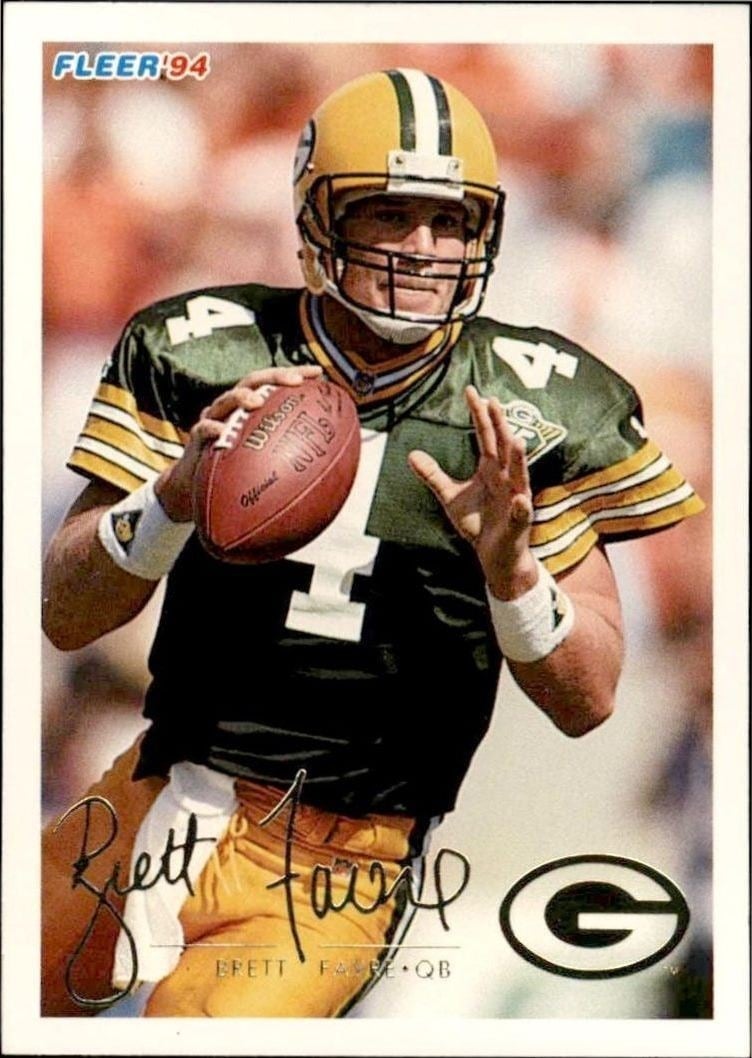 Brett Favre 1994 Fleer #168 Football Trading Card - Front 1994 Fleer Brett Favre #168 football trading card front