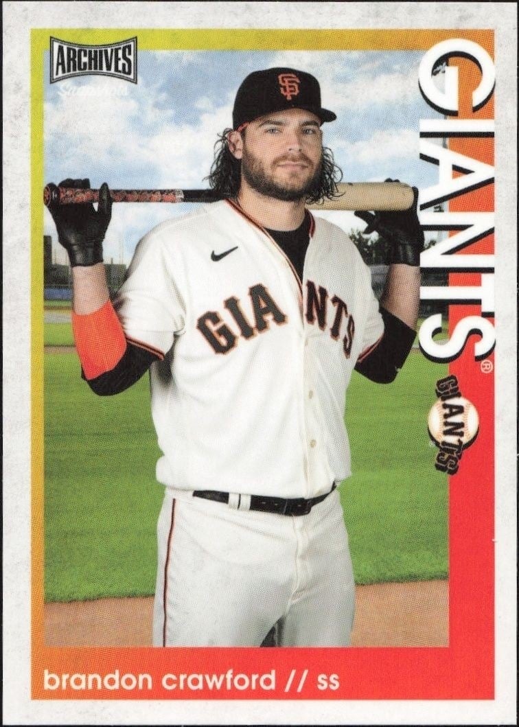 Brandon Crawford 2022 Topps Heritage #29 Baseball Trading Card - Front 2022 Topps Heritage Brandon Crawford #29 baseball trading card front