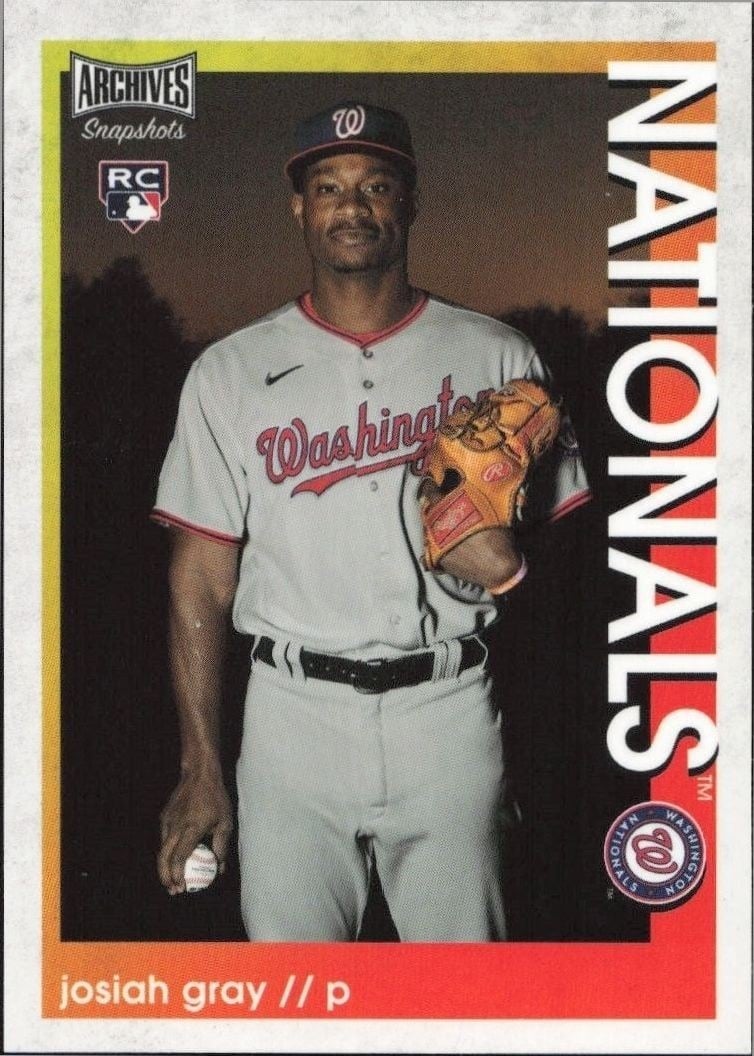 Josiah Gray 2022 Topps Archives Snapshots #41 Baseball Trading Card - Front 2022 Topps Archives Snapshots Josiah Gray #41 baseball trading card front