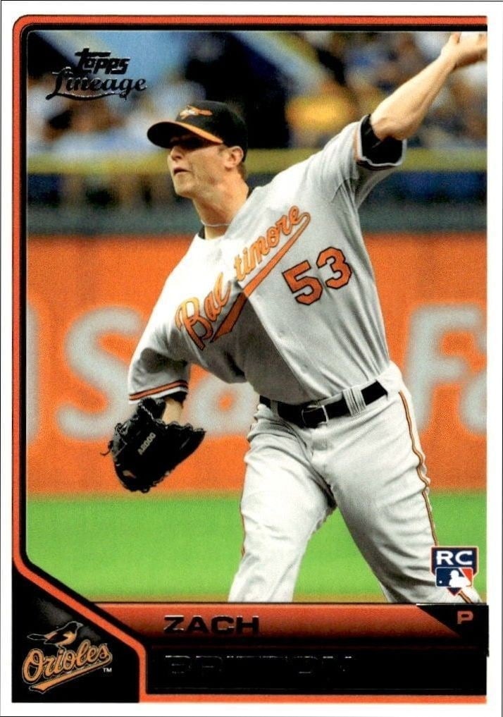 Zach Britton 2011 Topps Lineage #61 Baseball Trading Card - Front 2011 Topps Lineage Zach Britton #61 baseball trading card front
