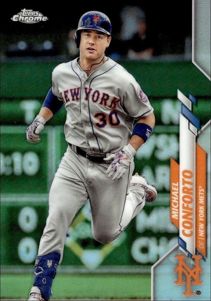 Michael Conforto 2020 Topps Chrome #35 Baseball Trading Card - Front 2020 Topps Chrome Michael Conforto #35 baseball trading card front