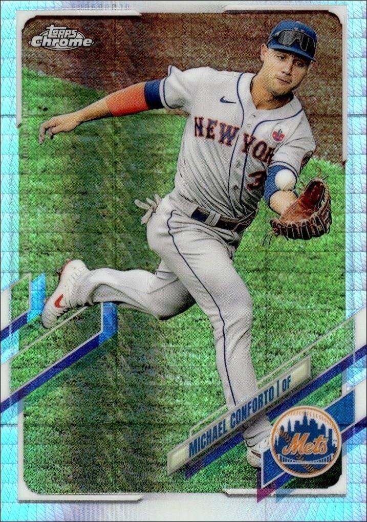 Michael Conforto 2021 Topps Chrome #213 Baseball Trading Card - Front 2021 Topps Chrome Michael Conforto #213 baseball trading card front