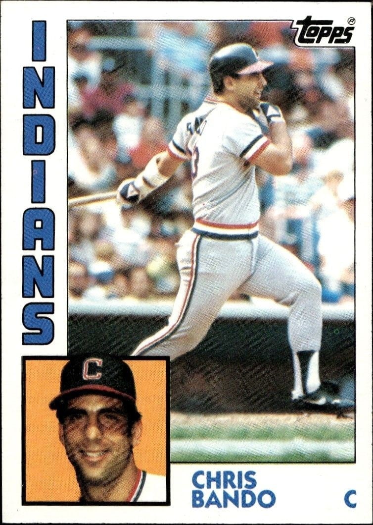 Chris Bando 1984 Topps #431 Baseball Trading Card - Front 1984 Topps Chris Bando #431 baseball trading card front