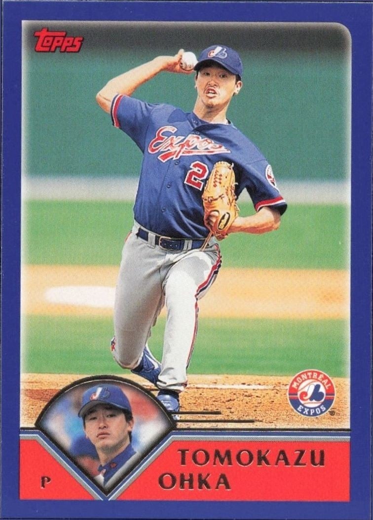 Tomokazu Ohka 2003 Topps #113 Baseball Trading Card - Front 2003 Topps Tomokazu Ohka #113 baseball trading card front