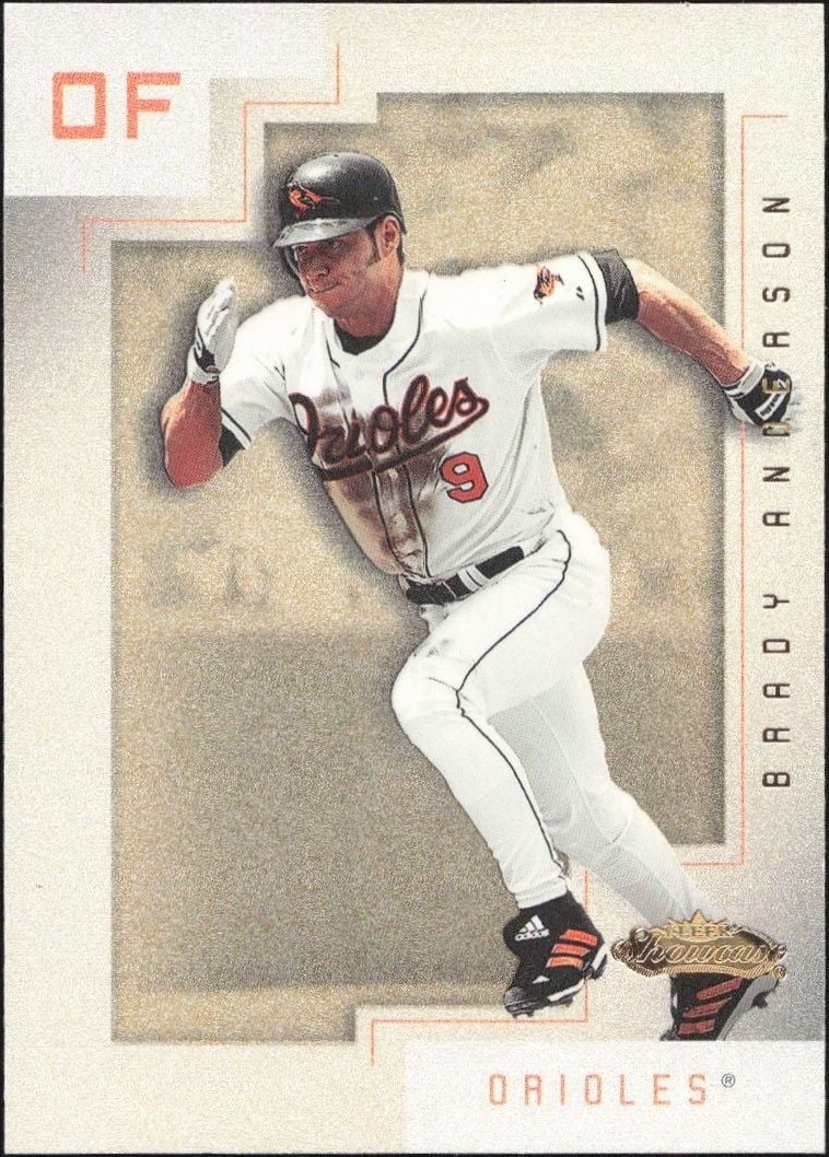 Brady Anderson 2001 Fleer Showcase #39 Baseball Trading Card - Front 2001 Fleer Showcase Brady Anderson #39 baseball trading card front