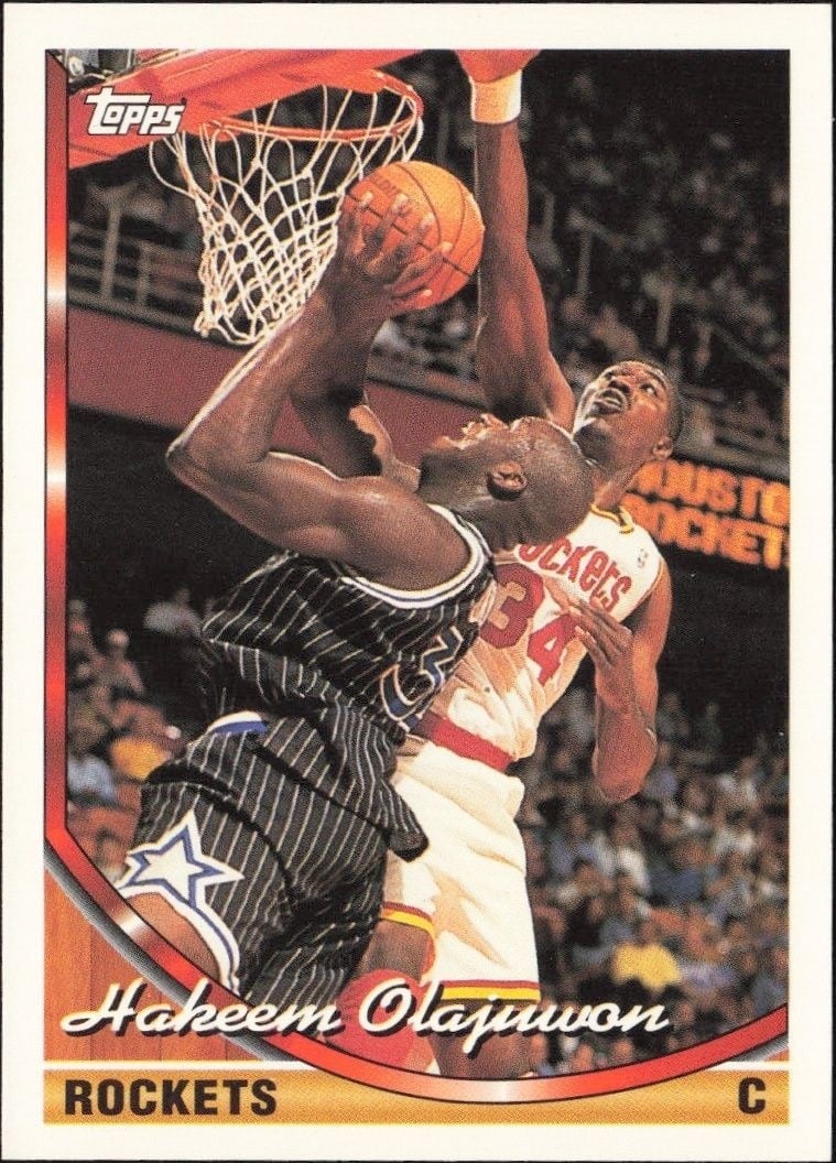 Hakeem Olajuwon 1994-95 Topps #266 Basketball Trading Card - Front 1994-95 Topps Hakeem Olajuwon #266 basketball trading card front