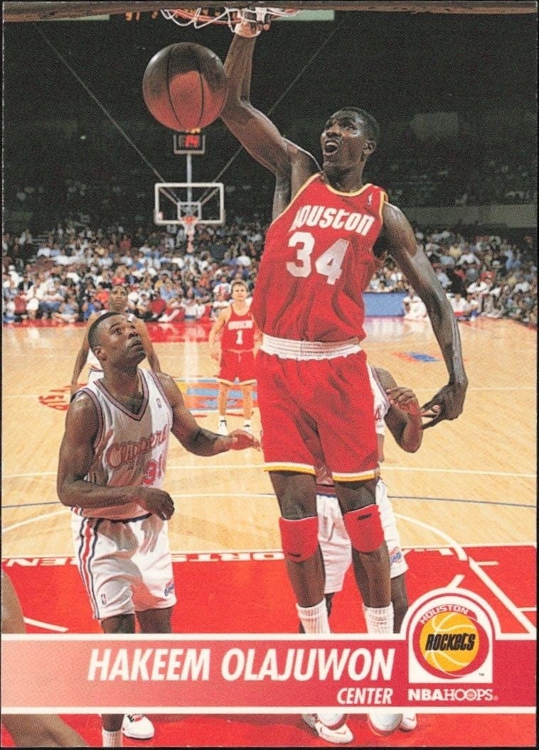 Hakeem Olajuwon 1994-95 Skybox Nba Hoops #78 Basketball Trading Card - Front 1994-95 Skybox Nba Hoops Hakeem Olajuwon #78 basketball trading card front
